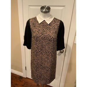 Alexander Terekhov Collared Leopard Print Short Sleeve Dress, Sz 6 (US), 38 (EU)